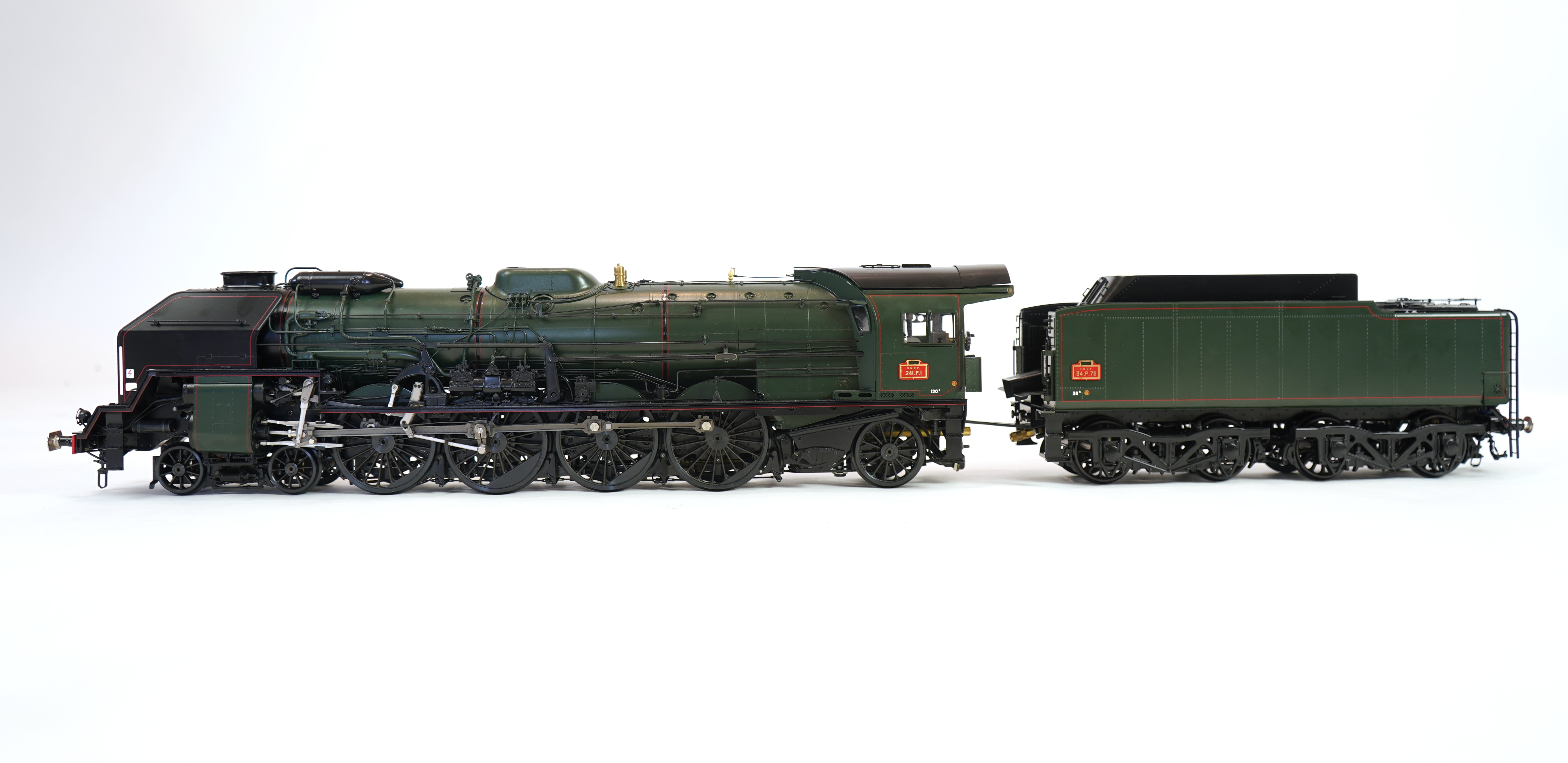 A Gauge One Aster Hobbies live steam French SNCF Class 241.P.1, 4-8-2 locomotive with bogie tender, the kit built version, spirit fired working four cylinder motion, with grate and tools for conversion to coal firing, as